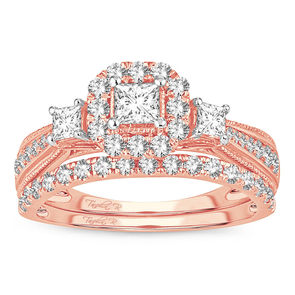 14K Rose Gold 1.00CT Diamond Bridal Ring