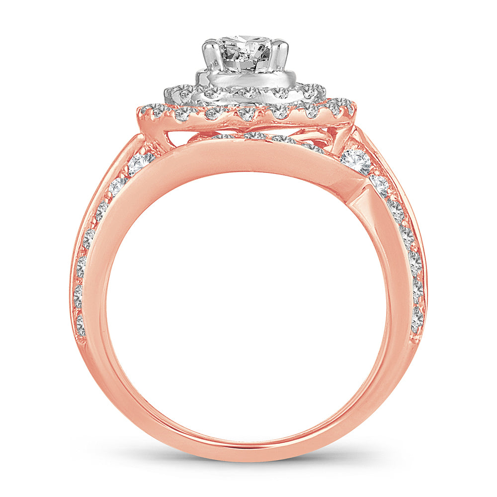 14k Rose Gold 2CT Lab Diamond Bridal Ring for Women