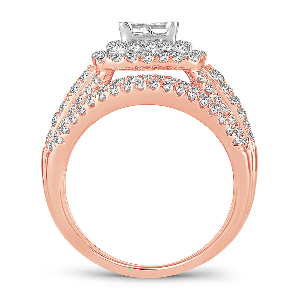14k Rose Gold 2.02CT Lab Diamond Bridal Engagement Ring