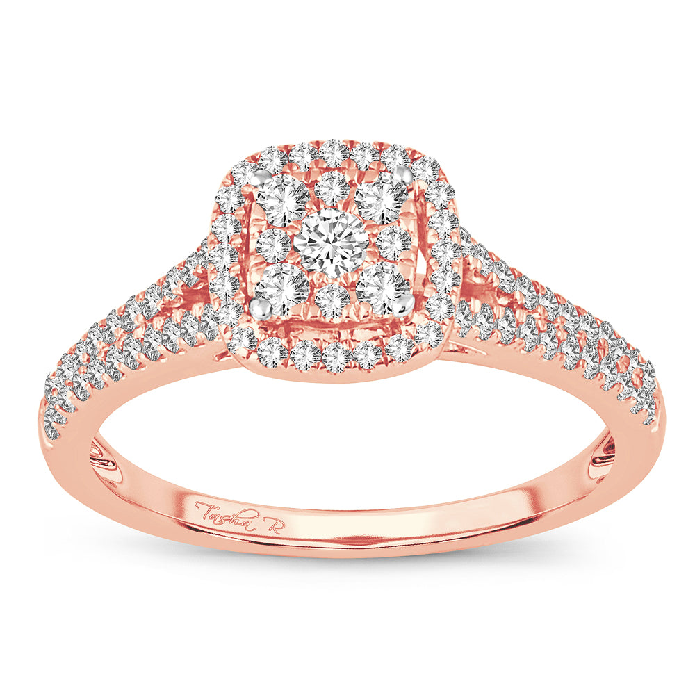 Romantic 14k Rose Gold 0.5ct Diamond Engagement Ring