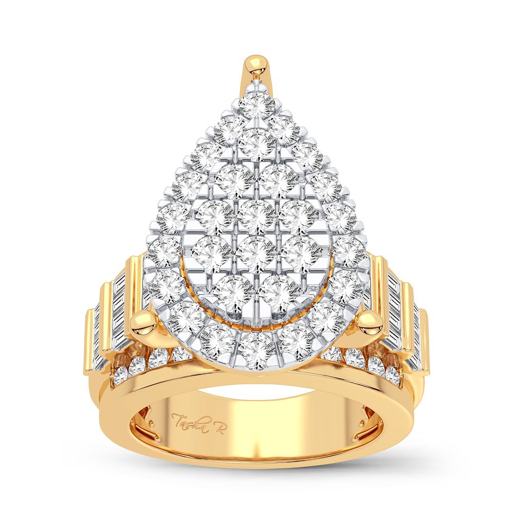 10K Yellow Gold Mens Lab Diamond Statement Ring 2CT