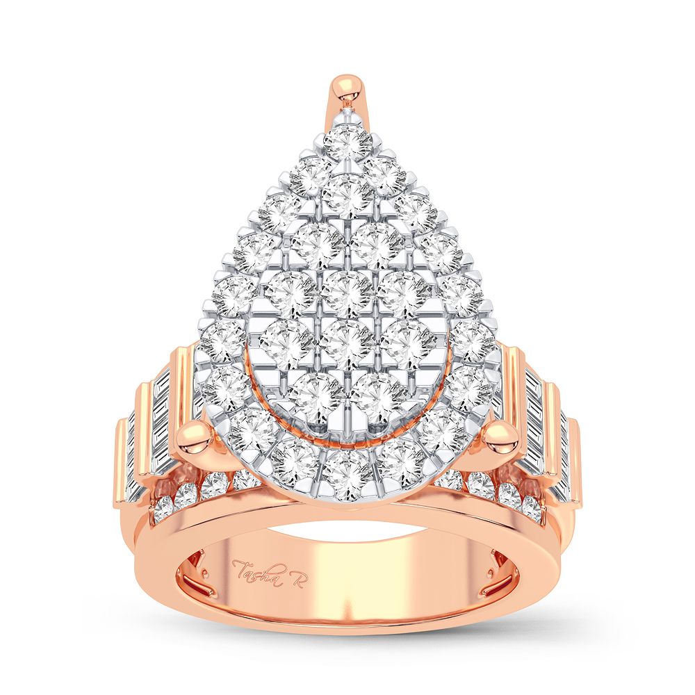 10k Rose Gold 2CT Lab Diamond Mens Statement Ring