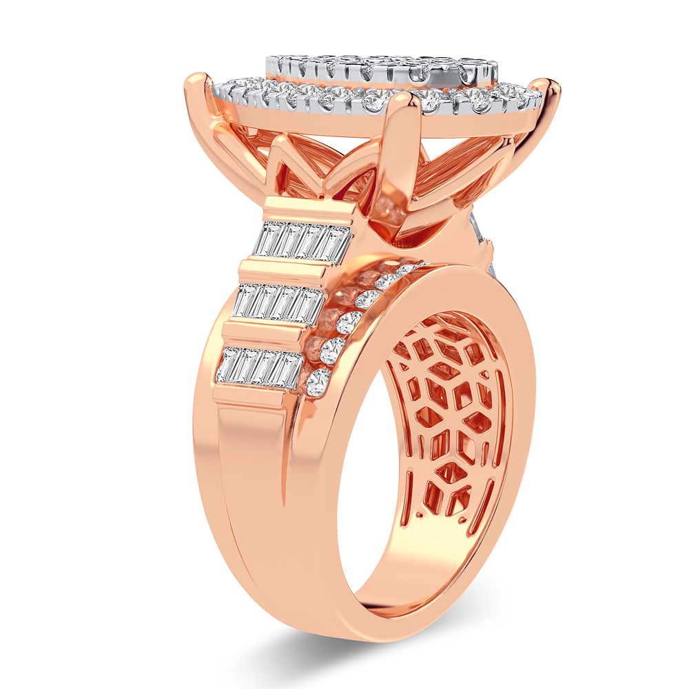 10k Rose Gold 2CT Lab Diamond Mens Statement Ring