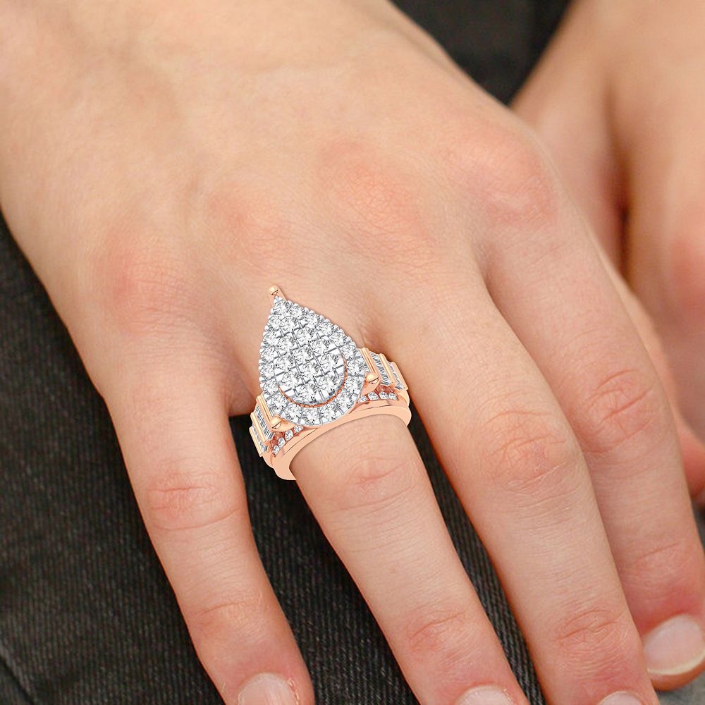 10k Rose Gold 2CT Lab Diamond Mens Statement Ring