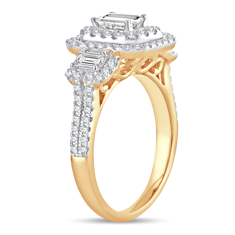 14K Yellow Gold 1.50CT Lab Diamond Womens Engagement Ring