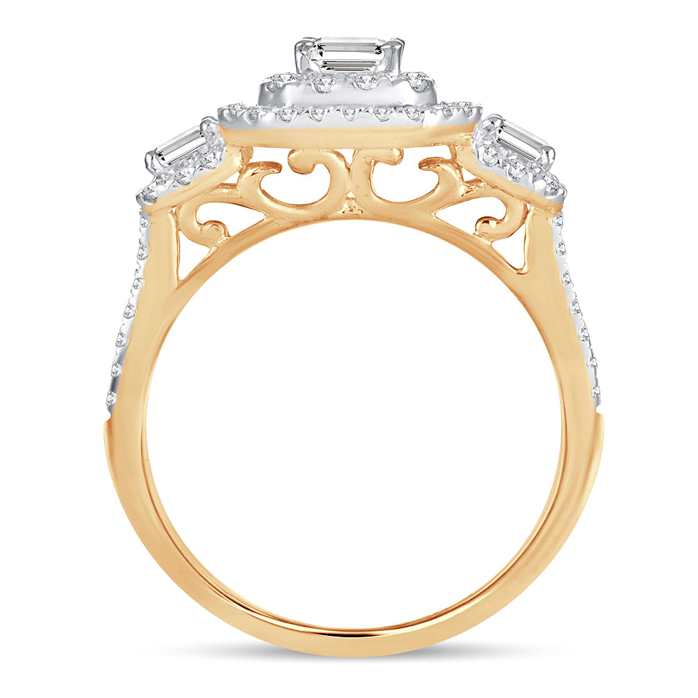 14K Yellow Gold 1.50CT Lab Diamond Womens Engagement Ring