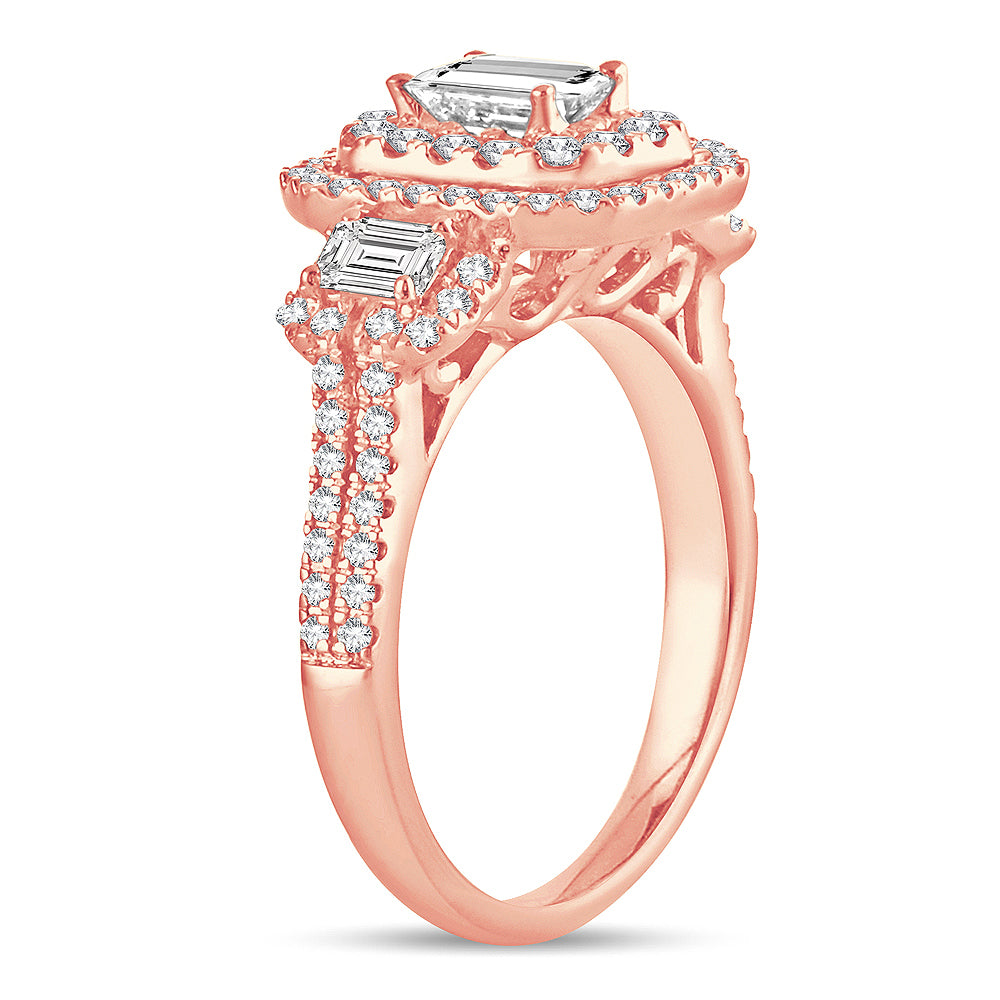 Romantic 14k Rose Gold Lab Diamond Engagement Ring (1.50CT)