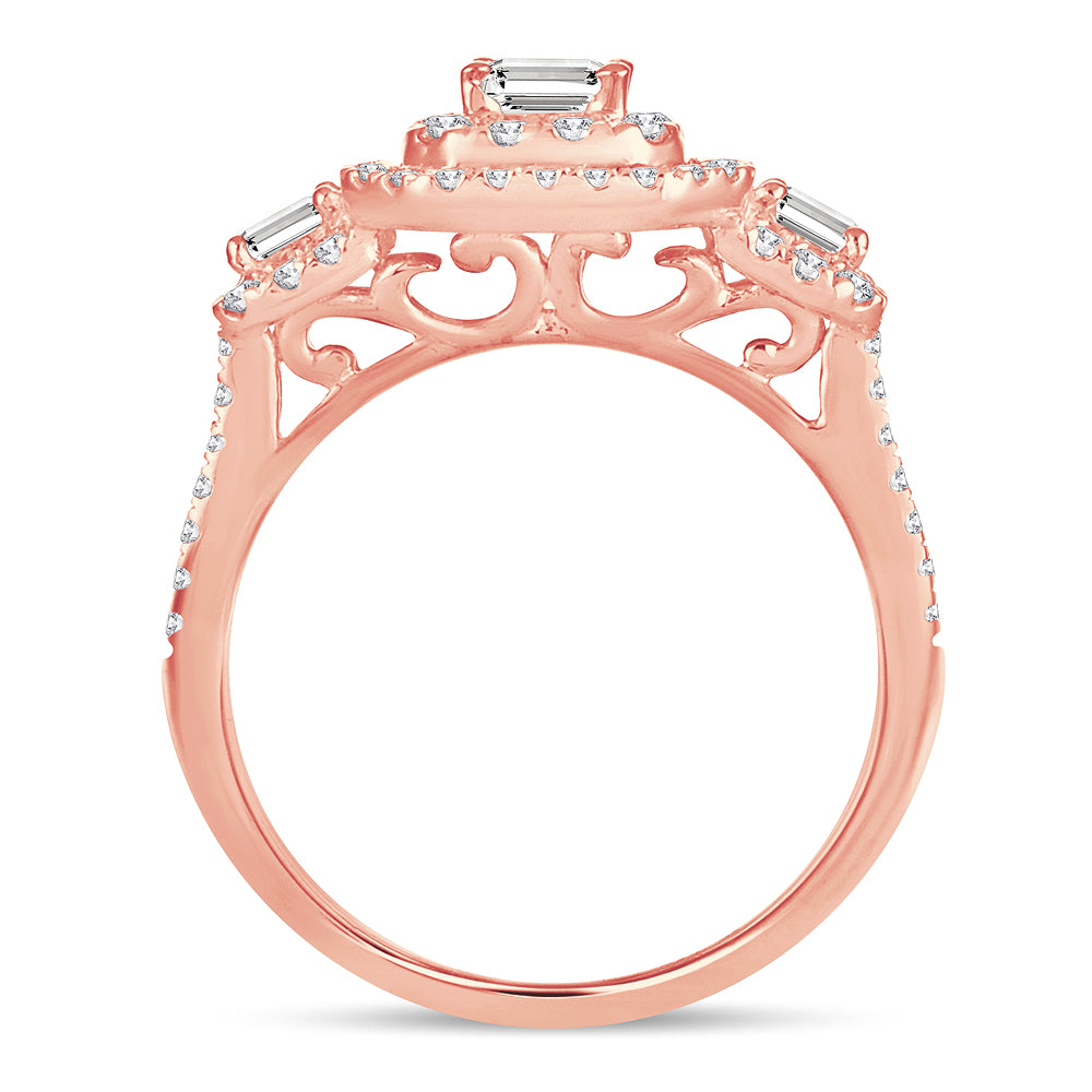 Romantic 14k Rose Gold Lab Diamond Engagement Ring (1.50CT)