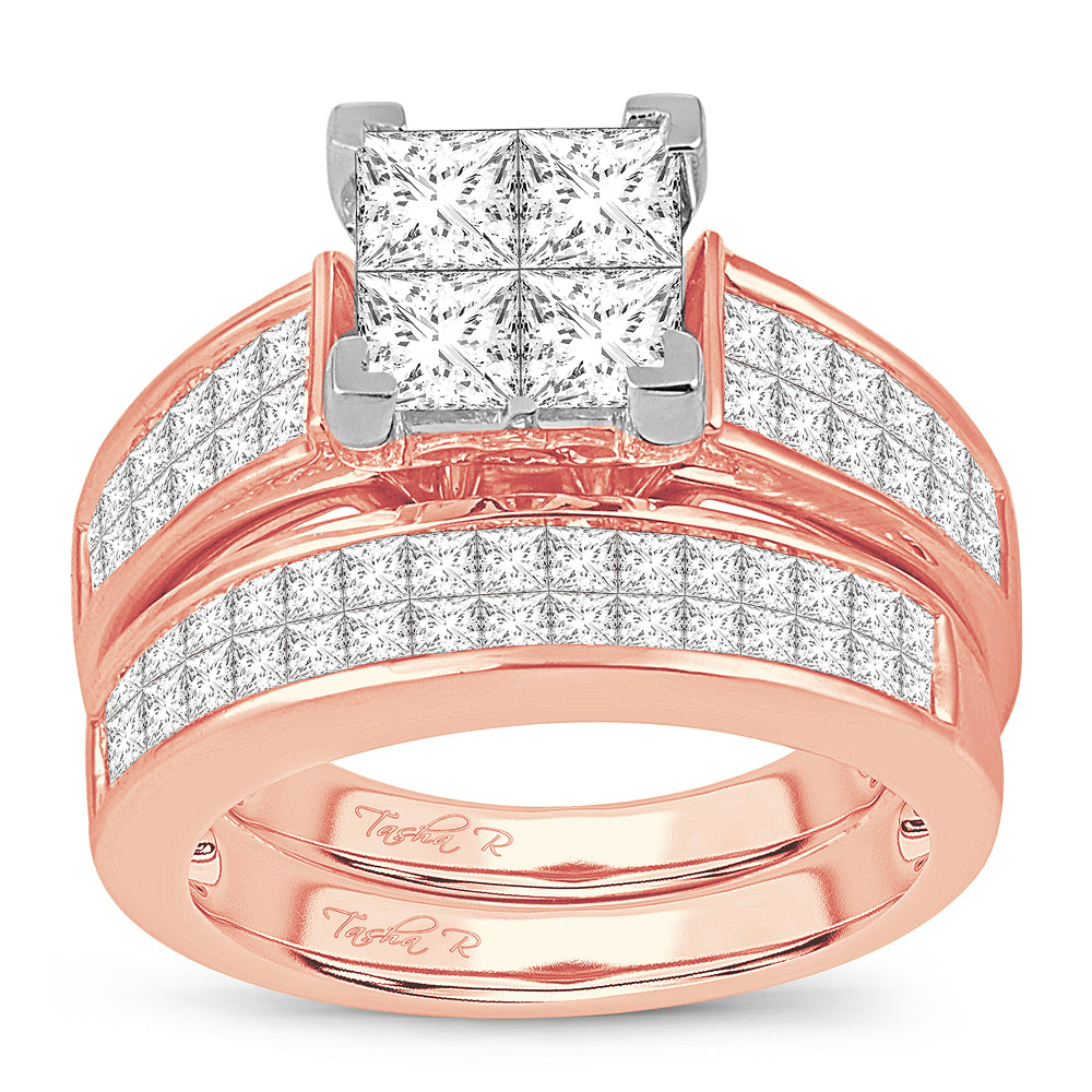 Romantic 14k Rose Gold Lab Diamond Bridal Ring