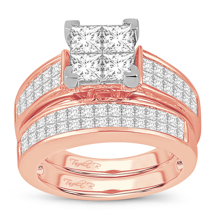Romantic 14k Rose Gold Lab Diamond Bridal Ring