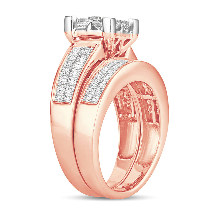 Romantic 14k Rose Gold Lab Diamond Bridal Ring