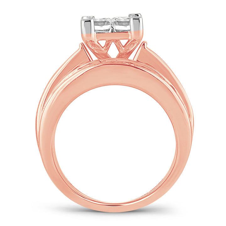 Romantic 14k Rose Gold Lab Diamond Bridal Ring