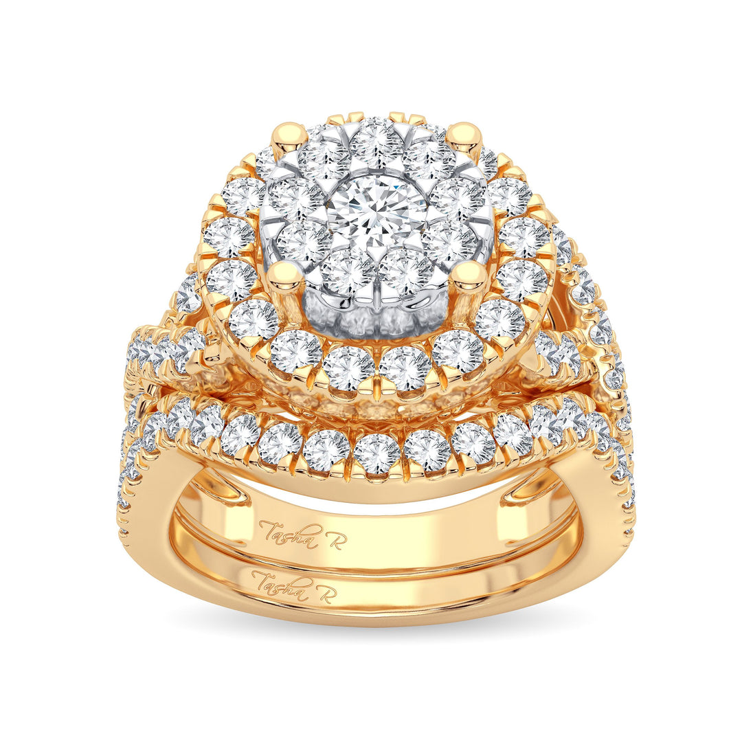 14k Yellow Gold Lab Diamond Bridal Ring Set 1.90CT