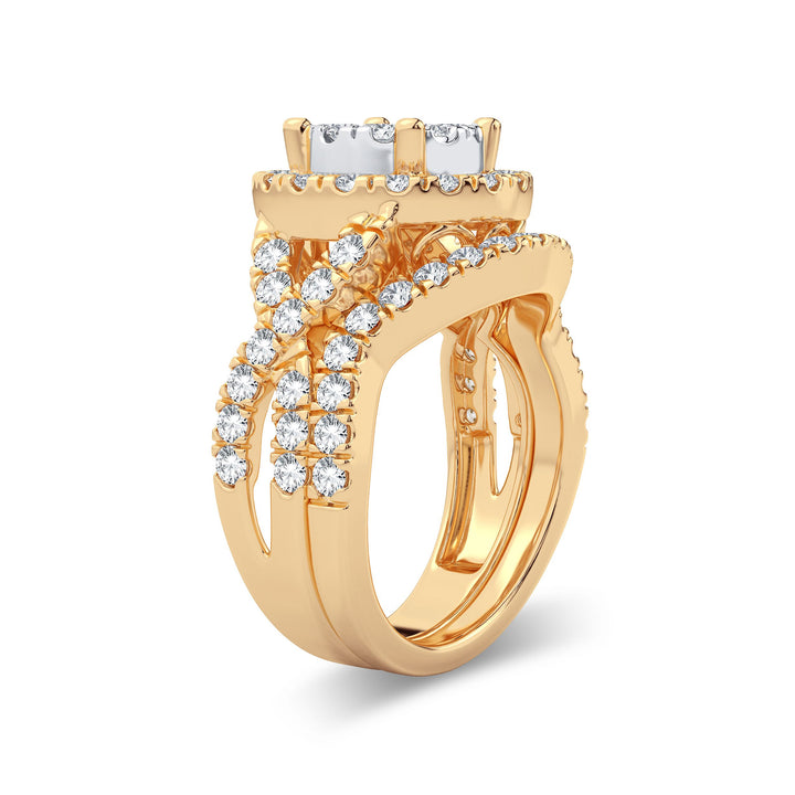 14k Yellow Gold Lab Diamond Bridal Ring Set 1.90CT