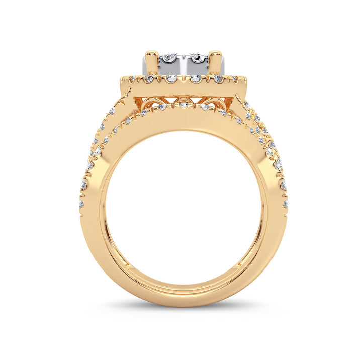 14k Yellow Gold Lab Diamond Bridal Ring Set 1.90CT