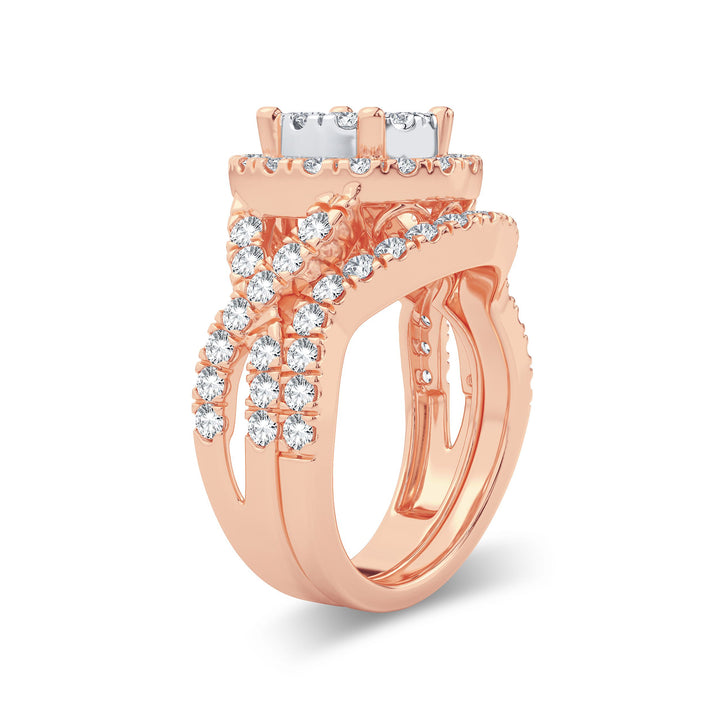 14k Rose Gold Lab Diamond Bridal Ring 1.9CT Elegance