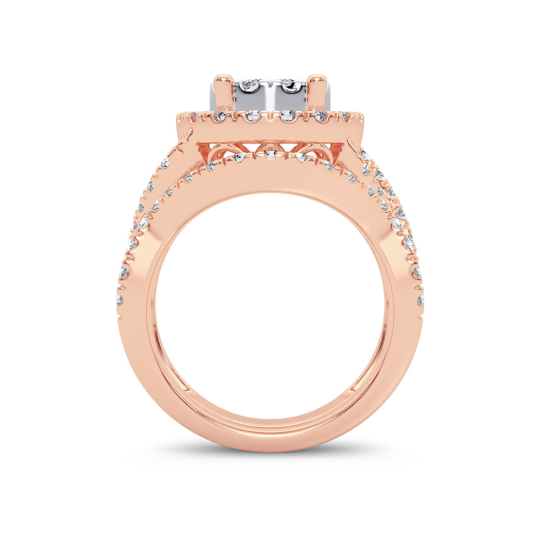 14k Rose Gold Lab Diamond Bridal Ring 1.9CT Elegance