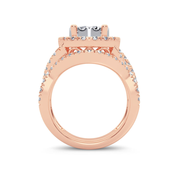 14k Rose Gold Lab Diamond Bridal Ring 1.9CT Elegance
