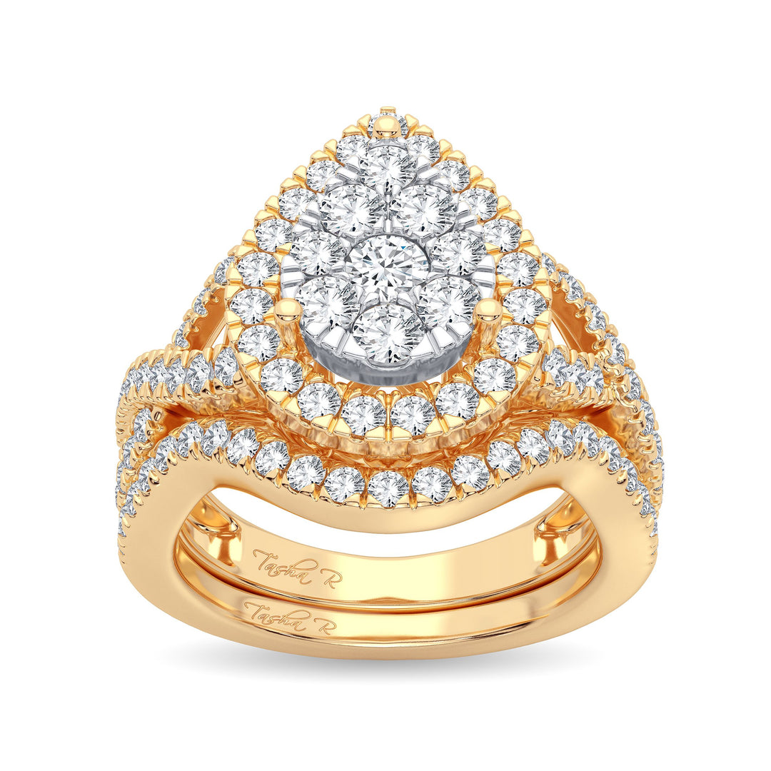 14K Yellow Gold 1.50CT Lab Diamond Bridal Ring Ensemble