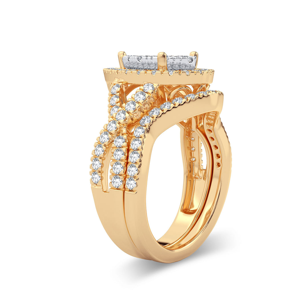 14K Yellow Gold 1.50CT Lab Diamond Bridal Ring Ensemble