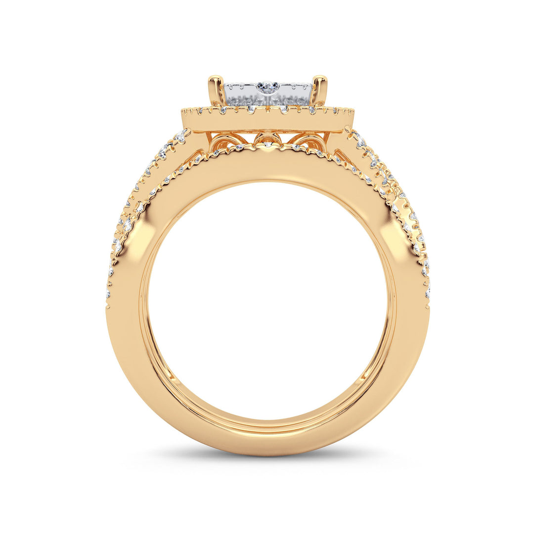 14K Yellow Gold 1.50CT Lab Diamond Bridal Ring Ensemble