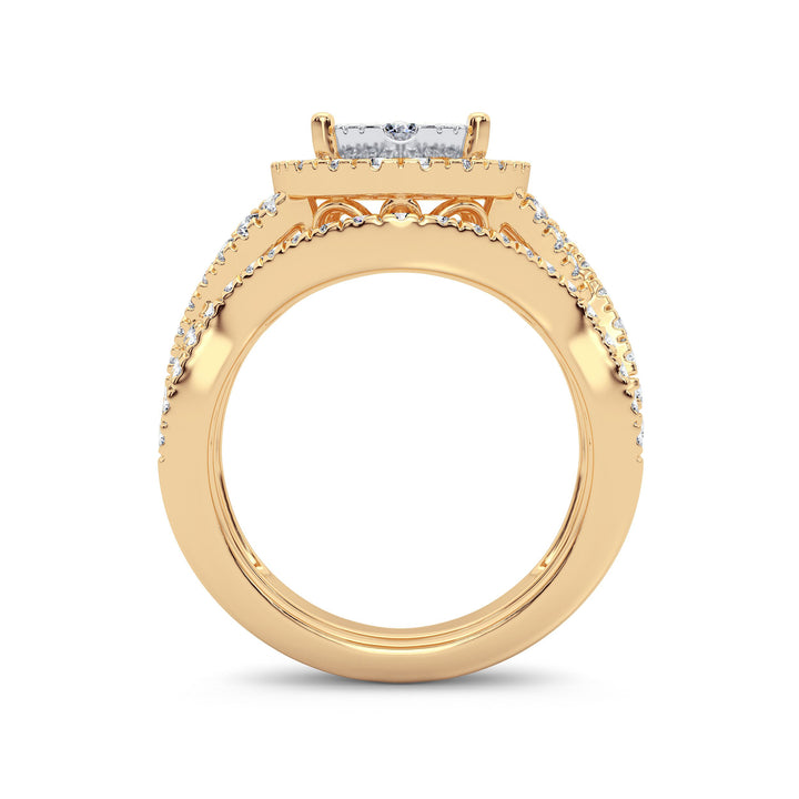 14K Yellow Gold 1.50CT Lab Diamond Bridal Ring Ensemble