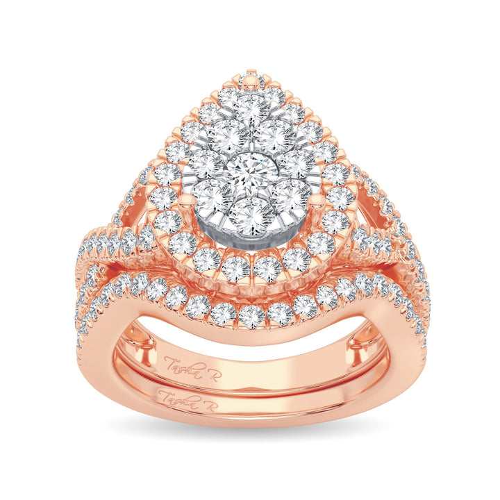 Romantic 14k Rose Gold 1.50CT Lab Diamond Bridal Ring