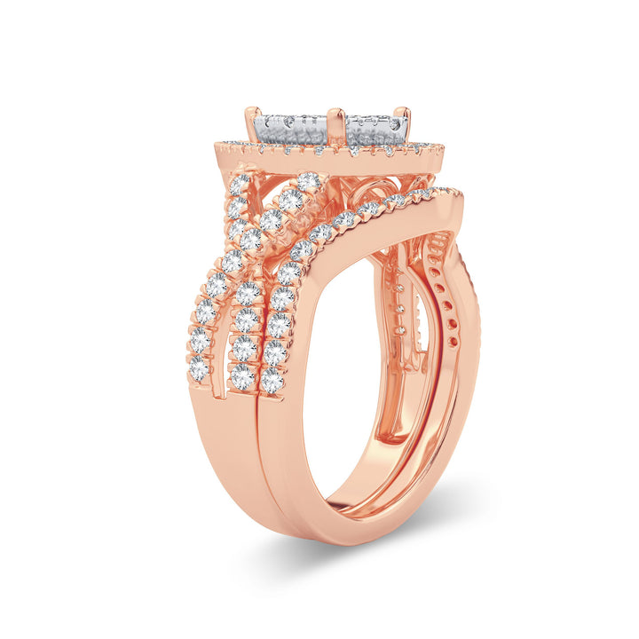 Romantic 14k Rose Gold 1.50CT Lab Diamond Bridal Ring