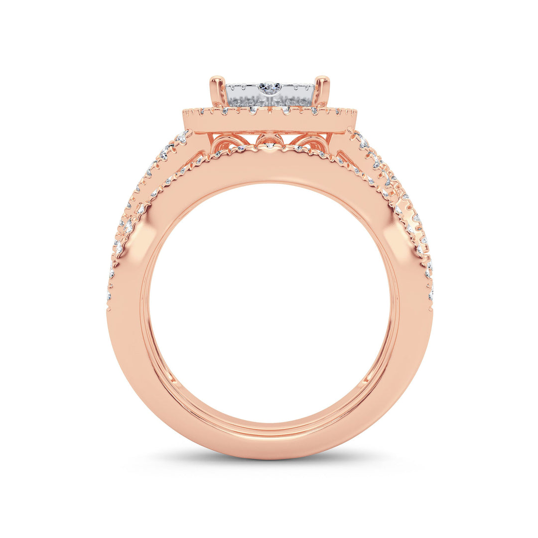 Romantic 14k Rose Gold 1.50CT Lab Diamond Bridal Ring