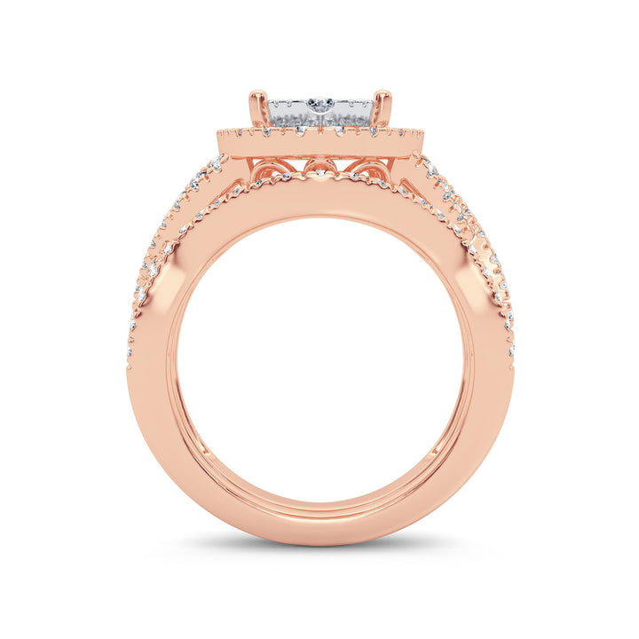 Romantic 14k Rose Gold 1.50CT Lab Diamond Bridal Ring
