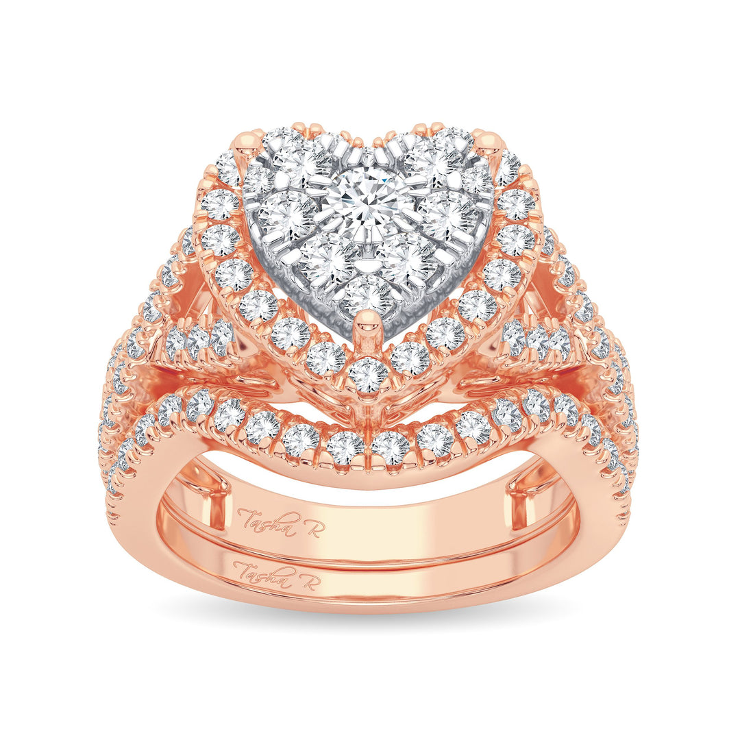 Romantic Rose Gold Lab Diamond Bridal Ring 1.50CT