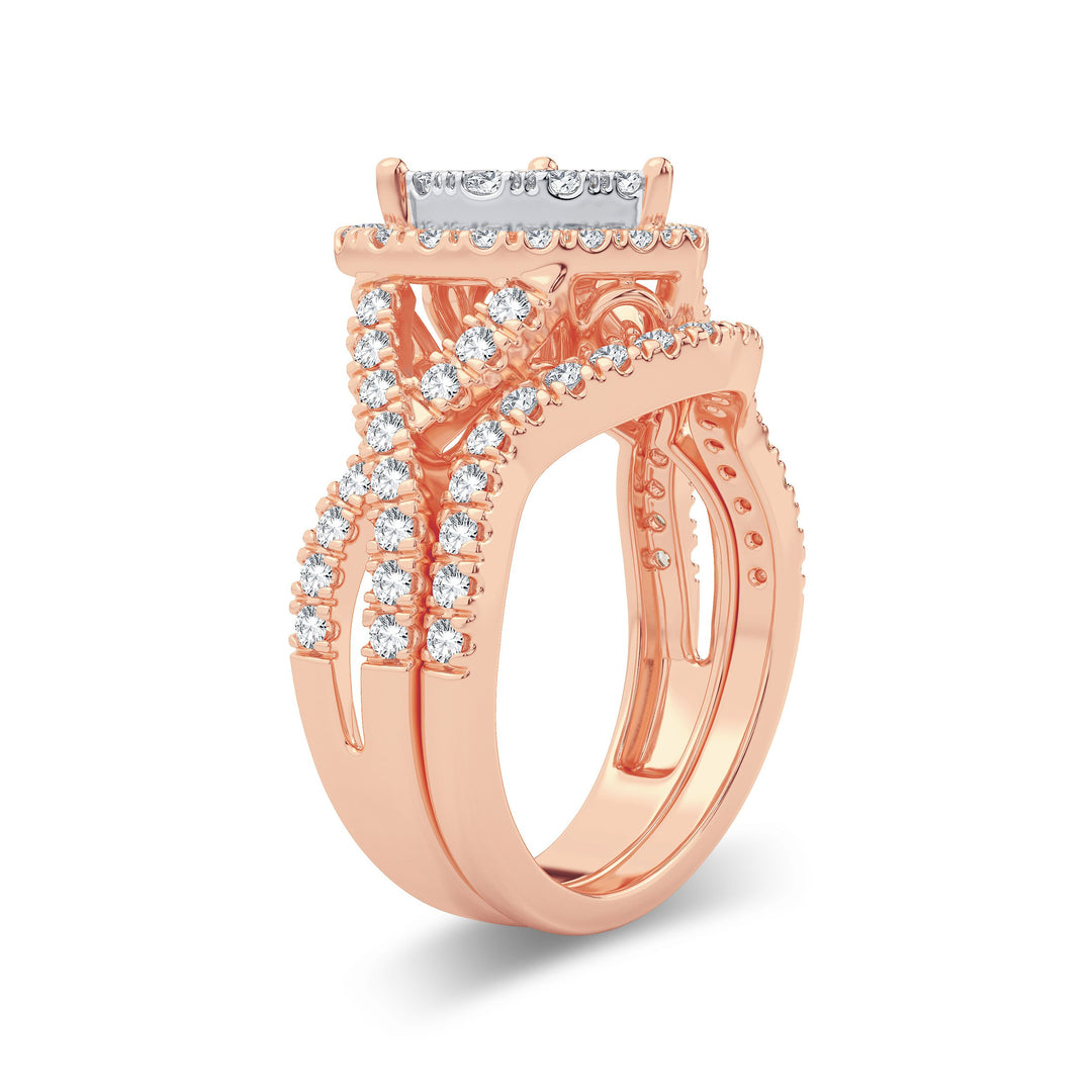 Romantic Rose Gold Lab Diamond Bridal Ring 1.50CT