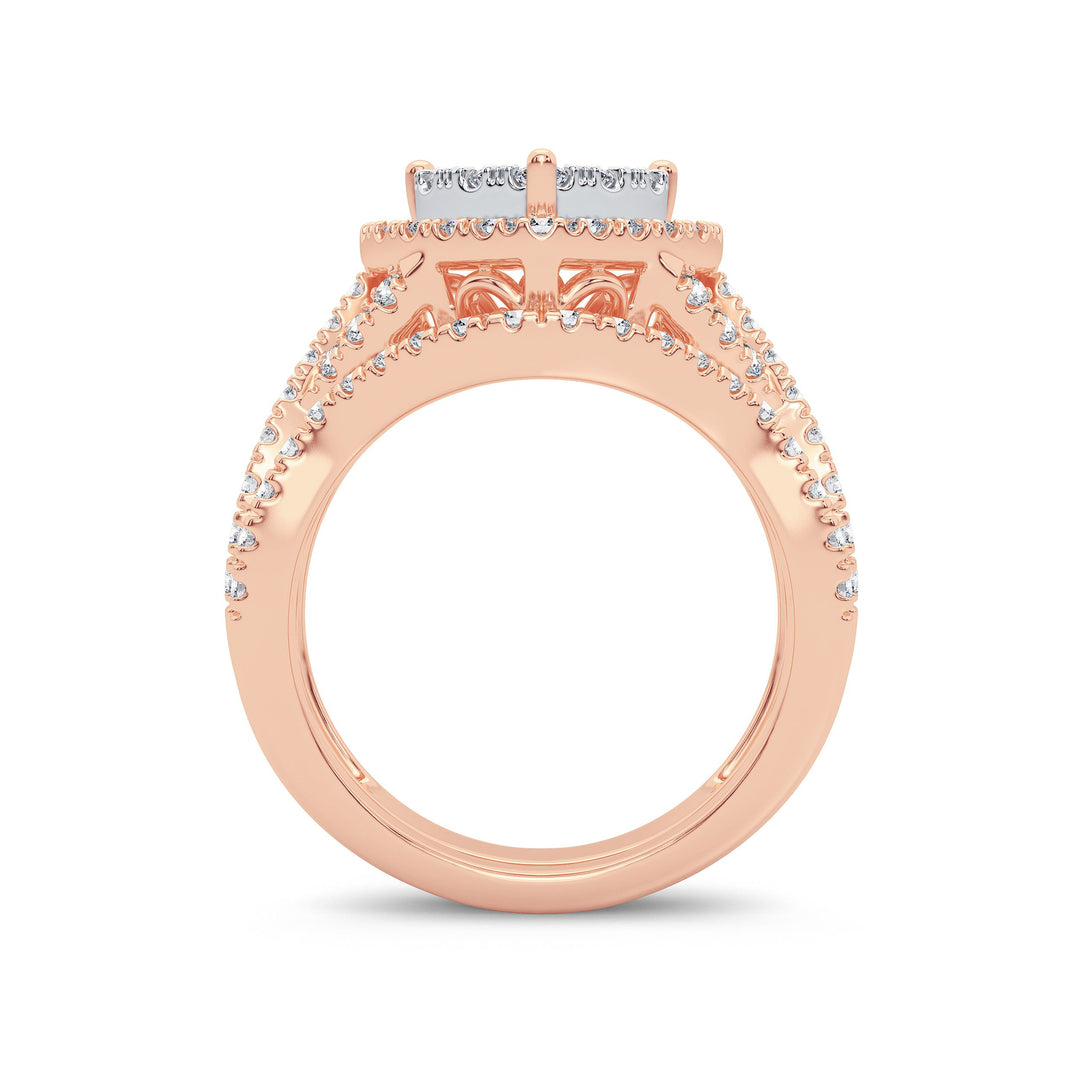 Romantic Rose Gold Lab Diamond Bridal Ring 1.50CT