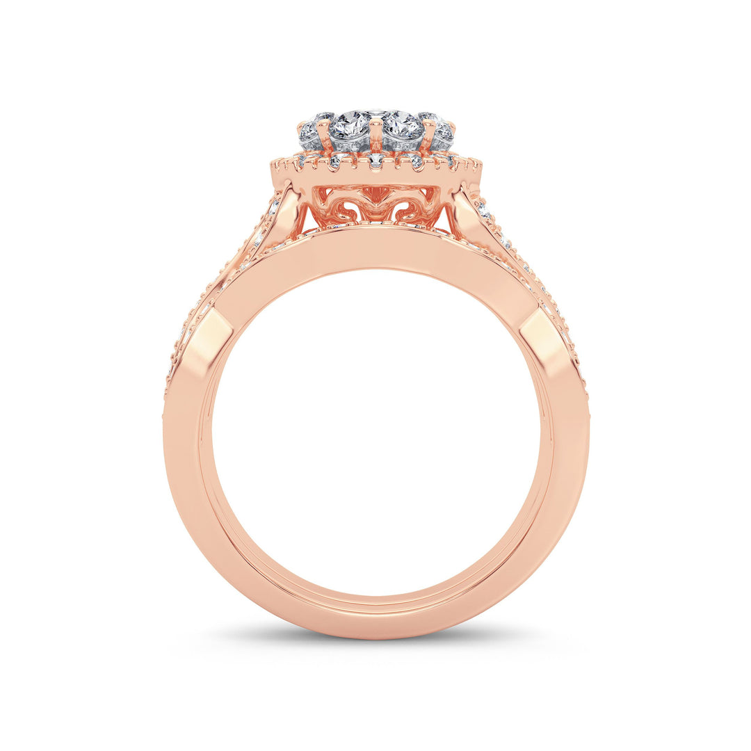 14k Rose Gold Lab Diamond Bridal Ring (1.25CT Brilliance)