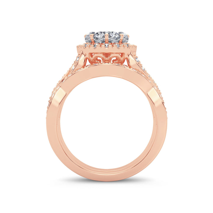 14k Rose Gold Lab Diamond Bridal Ring (1.25CT Brilliance)