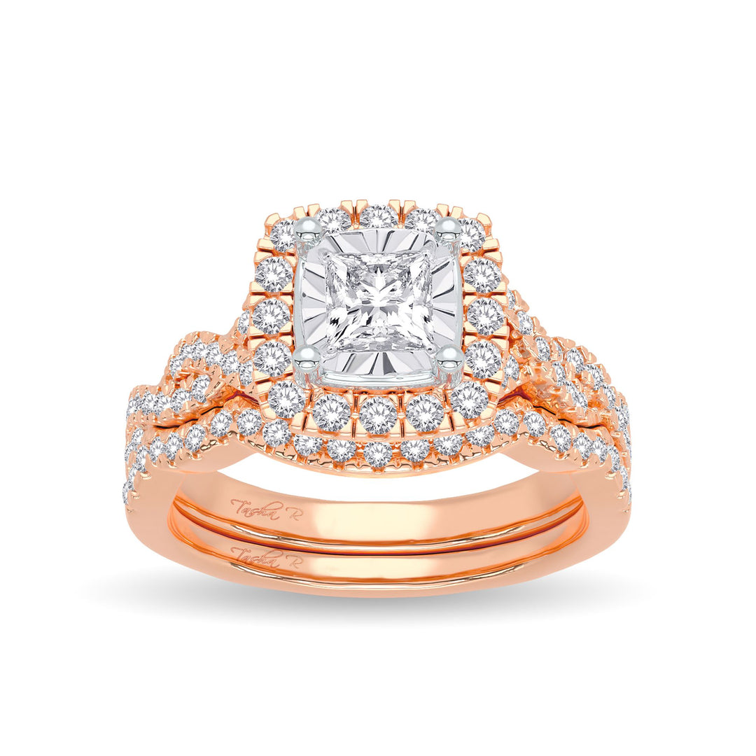 Romantic 14k Rose Gold Lab Diamond Bridal Ring (0.62CT)
