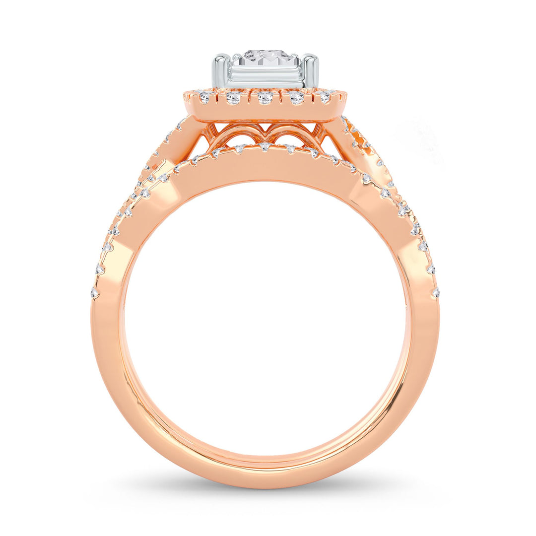 Romantic 14k Rose Gold Lab Diamond Bridal Ring (0.62CT)