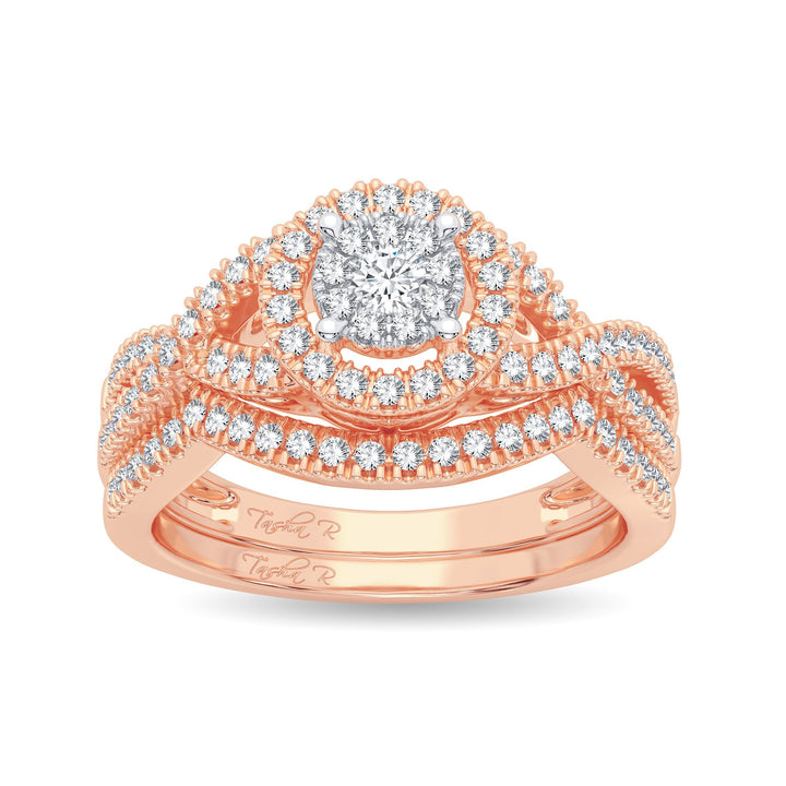 Romantic 14k Rose Gold Lab Diamond Engagement Ring 0.50CT