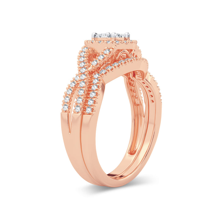 Romantic 14k Rose Gold Lab Diamond Engagement Ring 0.50CT