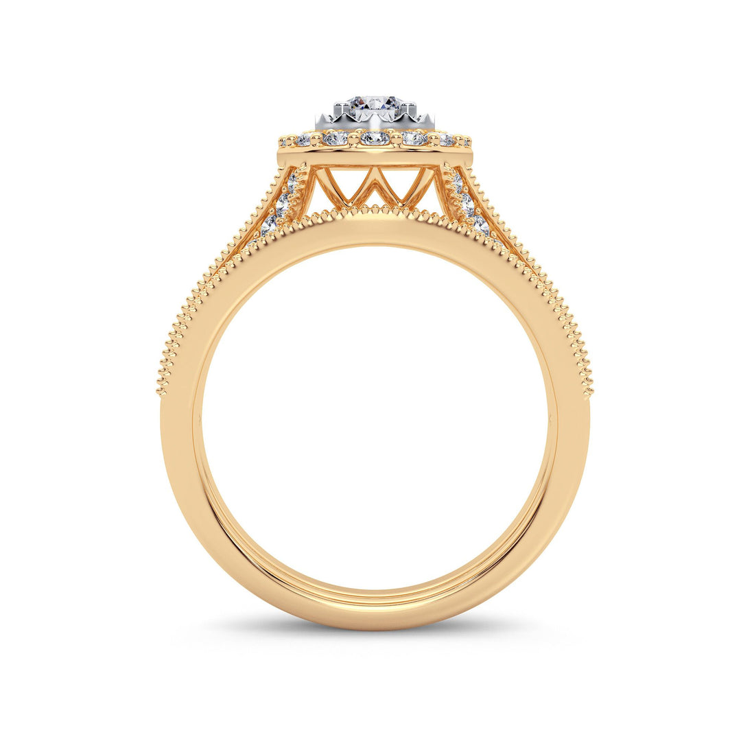 14K Yellow Gold 1CT Lab Diamond Bridal Ring Elegance