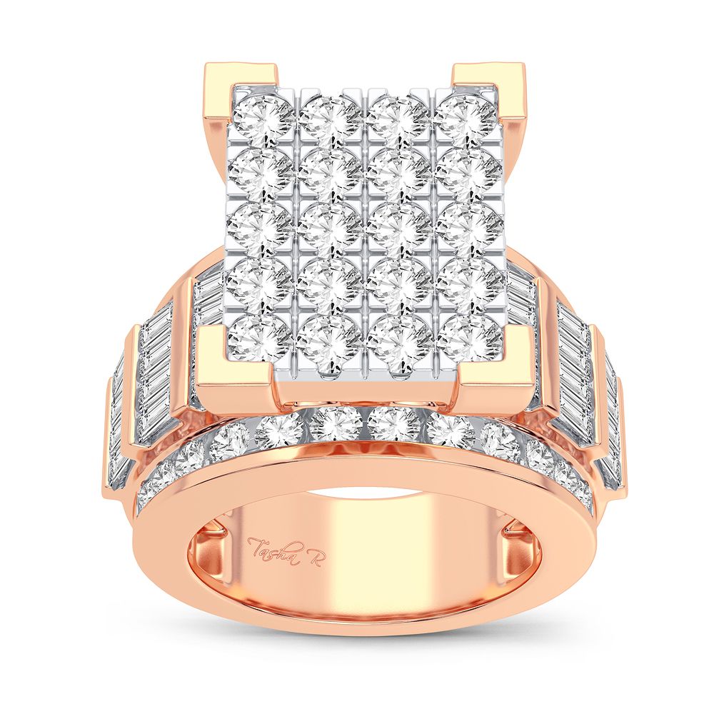 10k Rose Gold Mens Lab Diamond Statement Ring 3.90CT