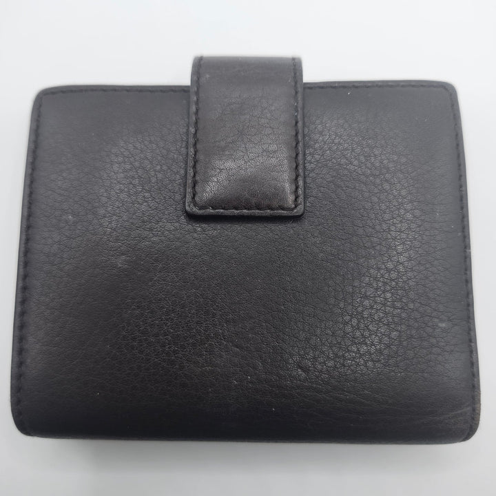 Authentic Christian Dior Vintage Brown Leather Bi-Fold Wallet with Logo Plaque & Trotter Lining