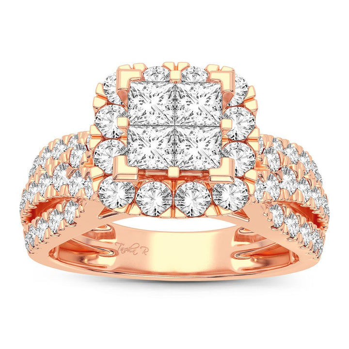 Romantic 14k Rose Gold Lab Diamond Engagement Ring (1.50CT)