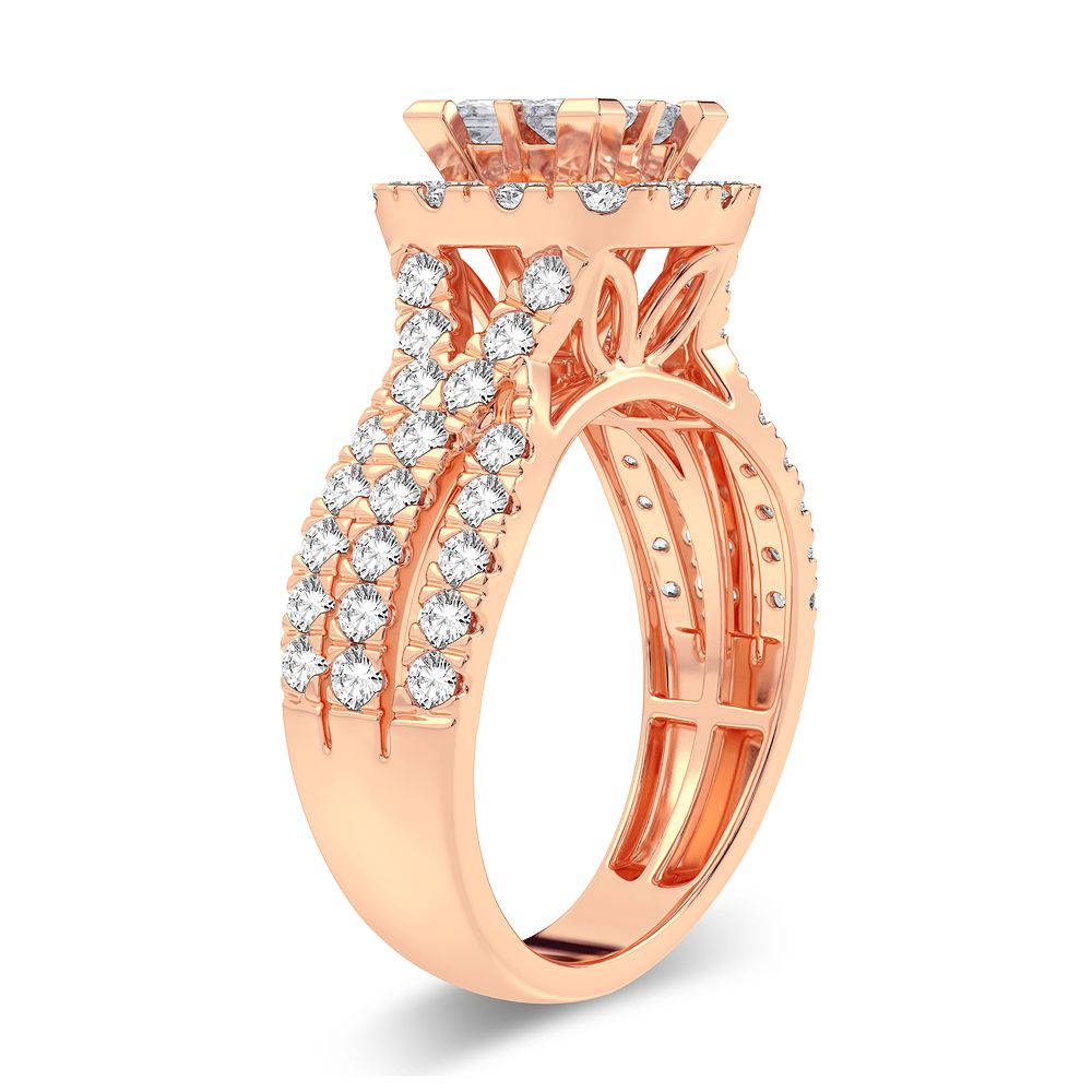 Romantic 14k Rose Gold Lab Diamond Engagement Ring (1.50CT)