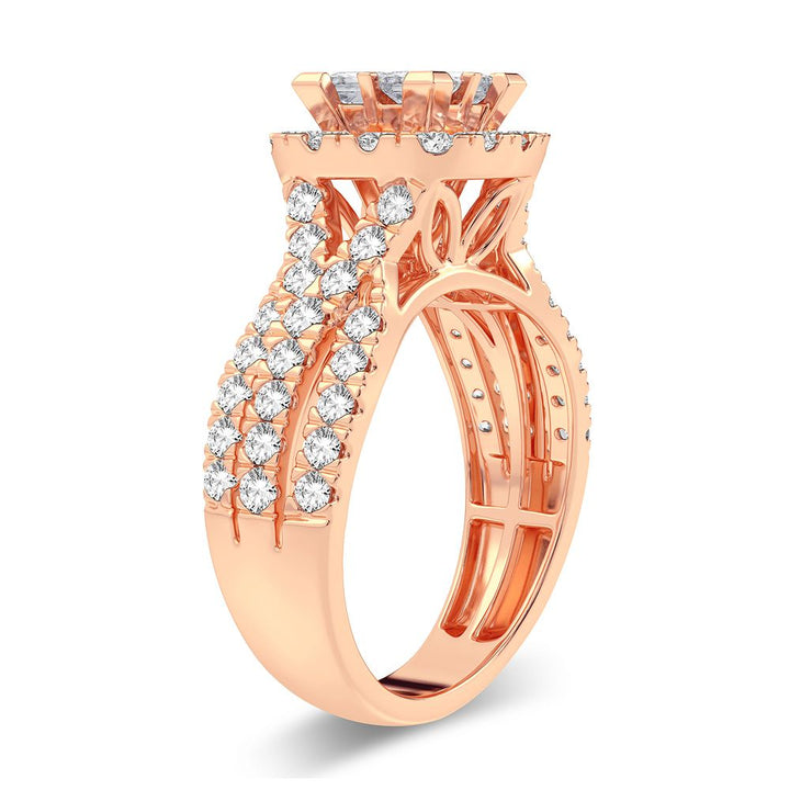 Romantic 14k Rose Gold Lab Diamond Engagement Ring (1.50CT)