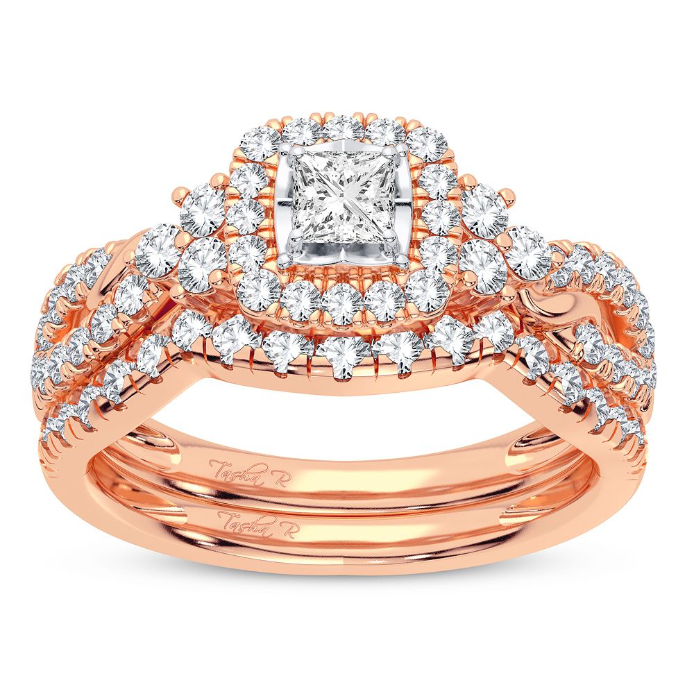 14k Rose Gold 1CT Lab Diamond Bridal Ring