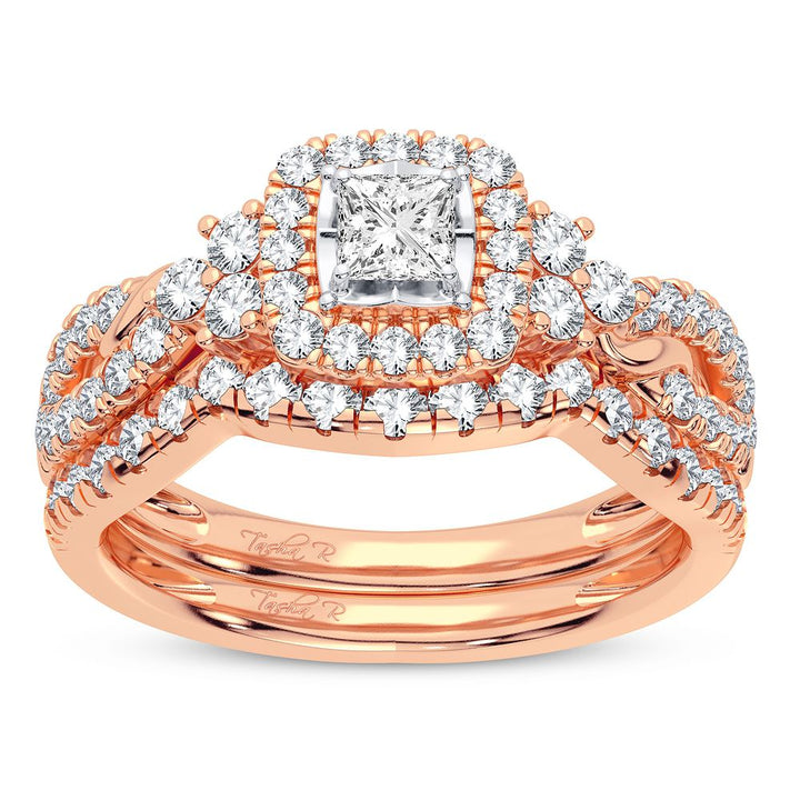 14k Rose Gold 1CT Lab Diamond Bridal Ring