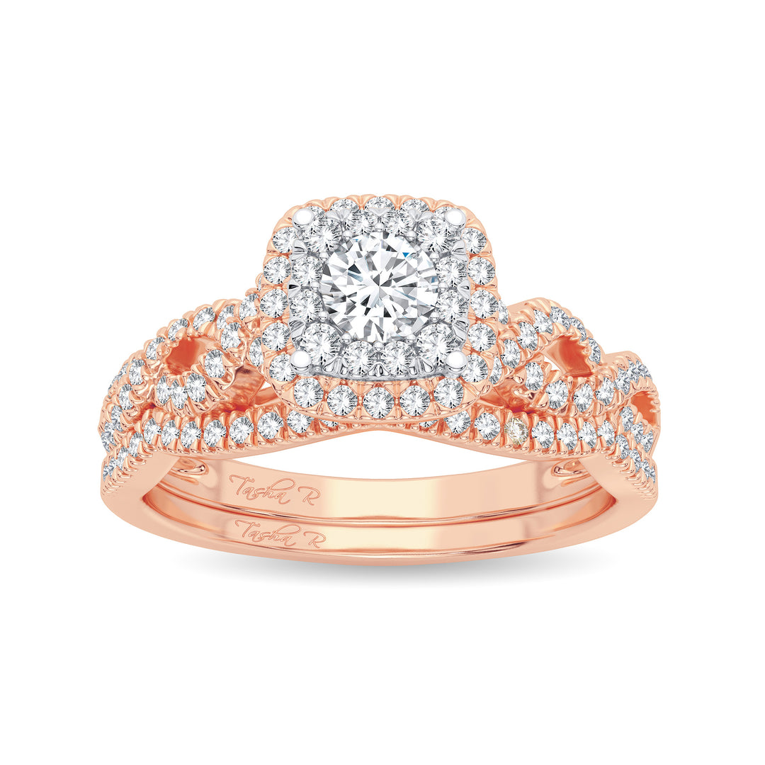 Romantic 14k Rose Gold Lab Diamond Bridal Ring (0.44CT)