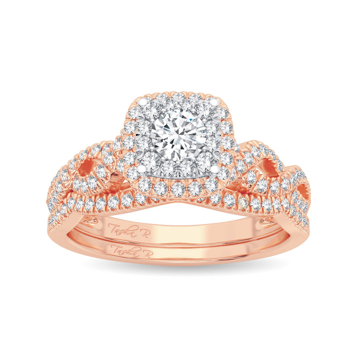 Romantic 14k Rose Gold Lab Diamond Bridal Ring (0.44CT)