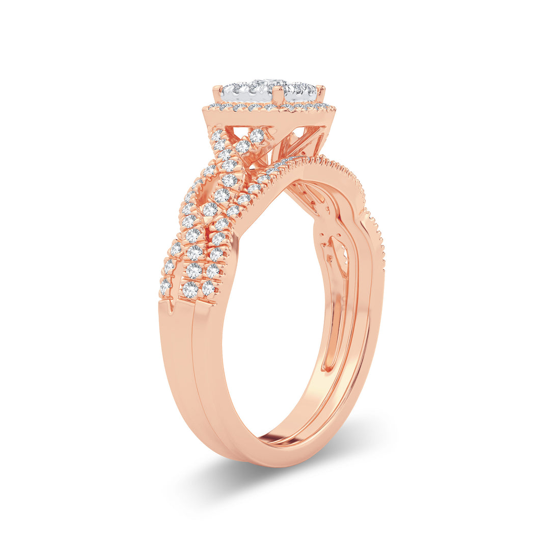 Romantic 14k Rose Gold Lab Diamond Bridal Ring (0.44CT)